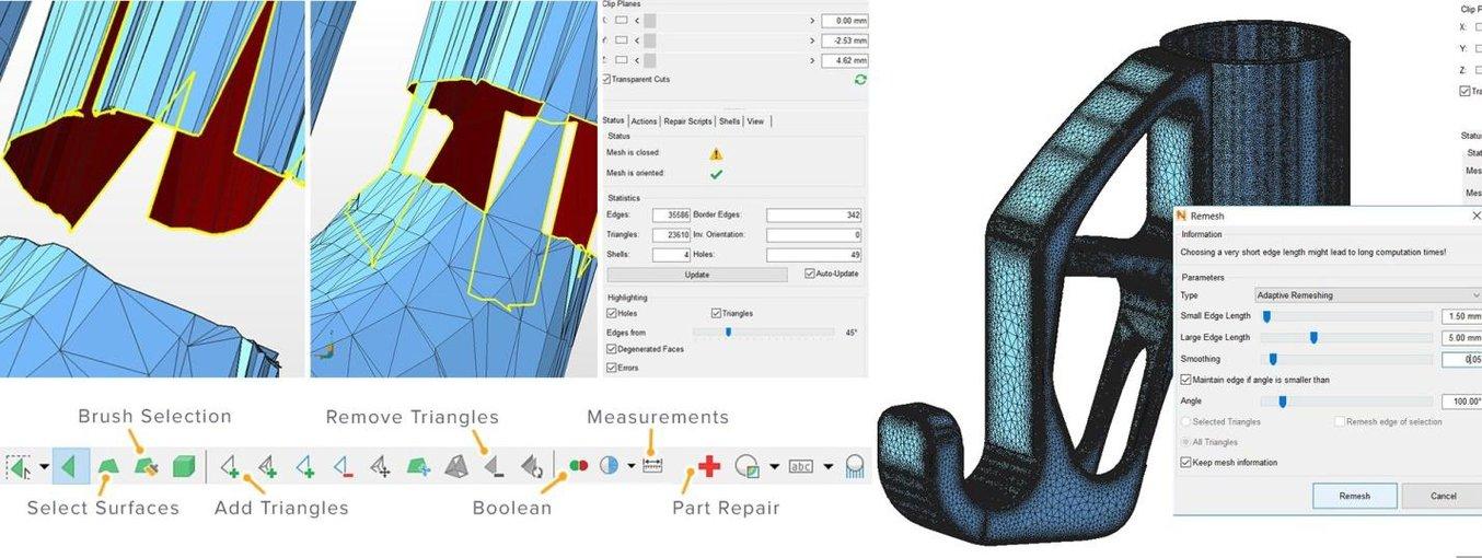 Netfabb 提供了一个完整的 STL 修复工具包。