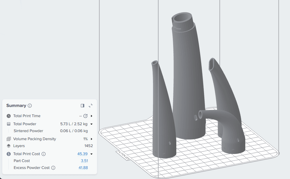 Fuse 1 generation vacuum nozzle set in PreForm