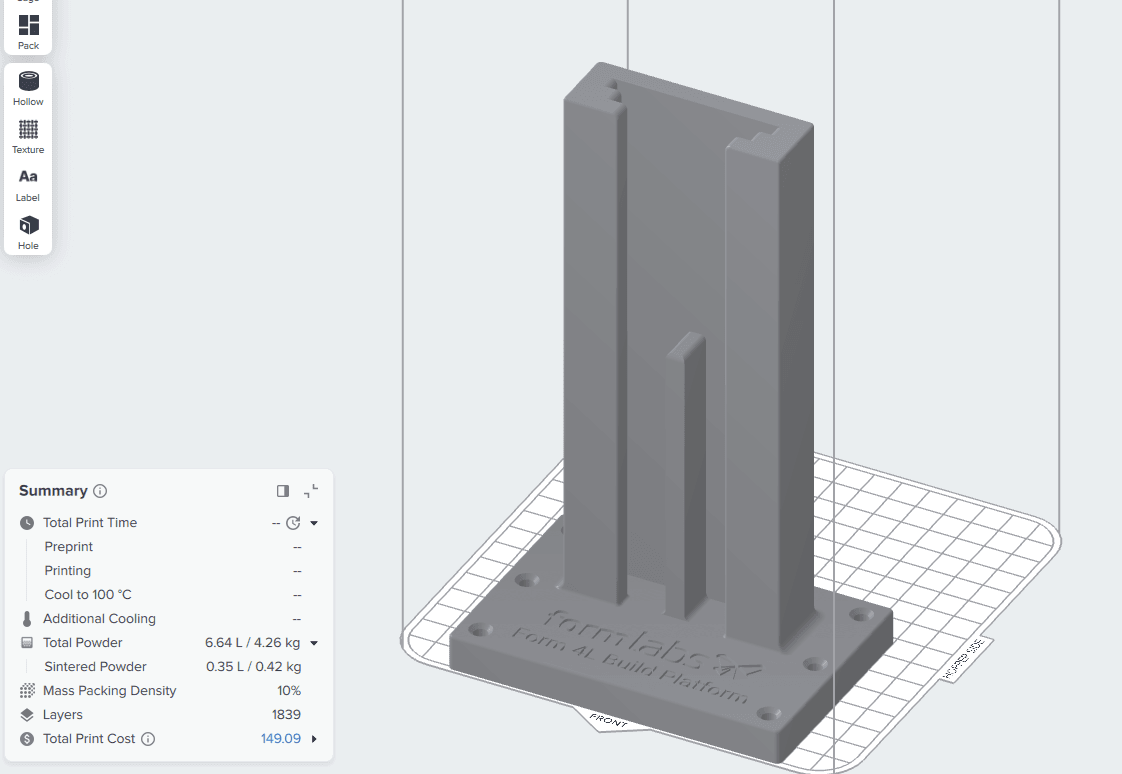 Build platform mount model in PreForm