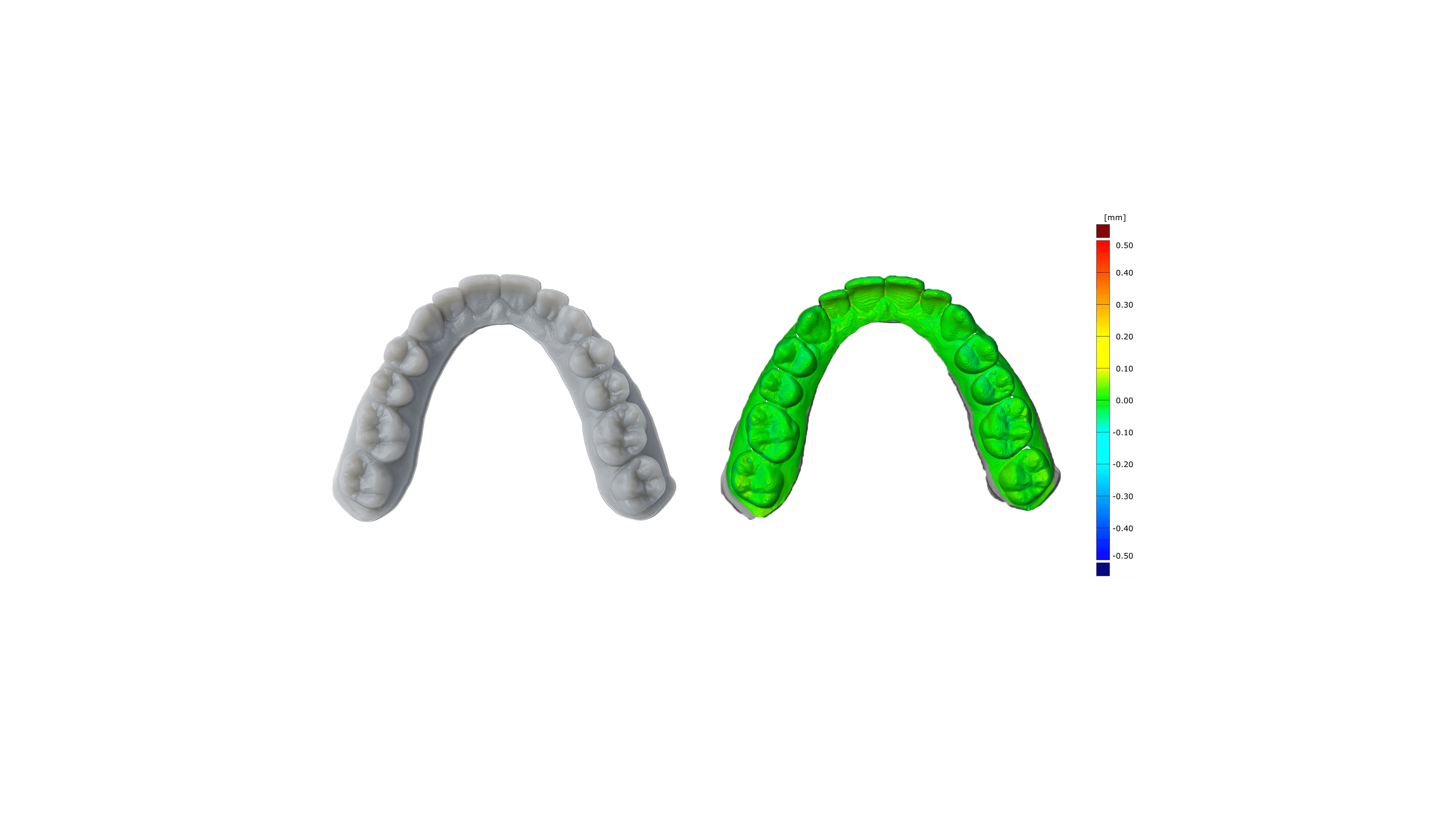 在 CAD 模型的 100μm 范围内,表面精度为 95%。