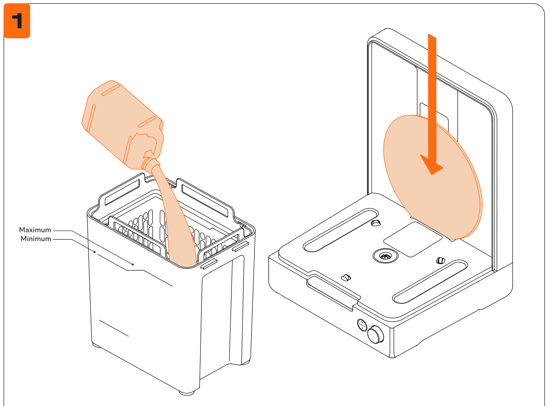Filling the Form Studio Wash+Cure wash bucket