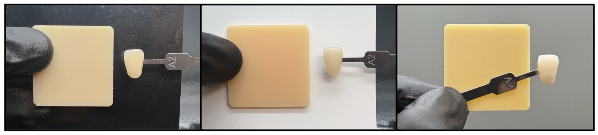背景颜色对 Premium Teeth Resin 的影响