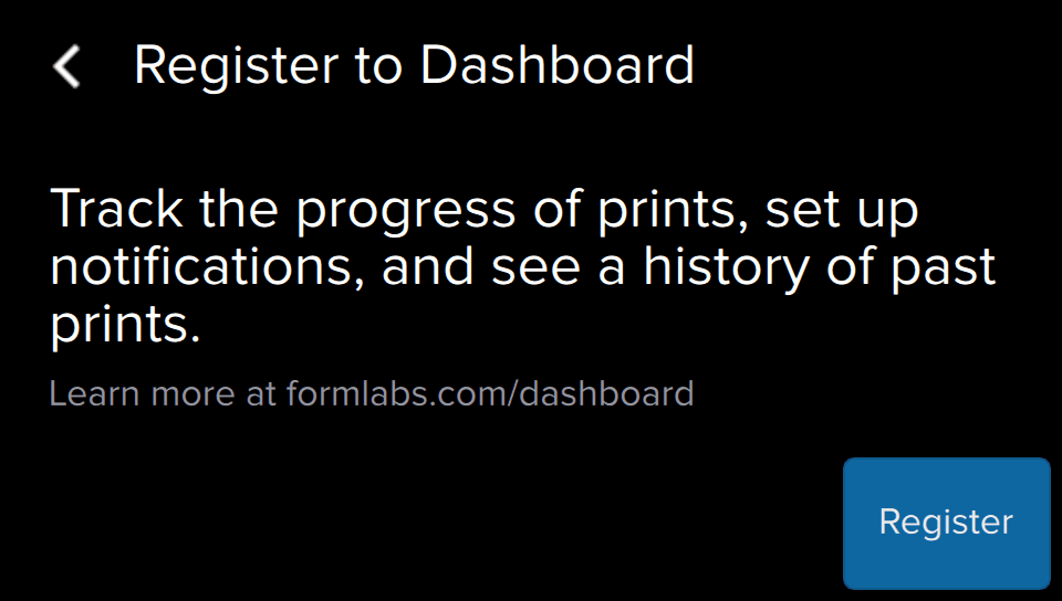 Form 2 触摸屏要求注册至 Dashboard
