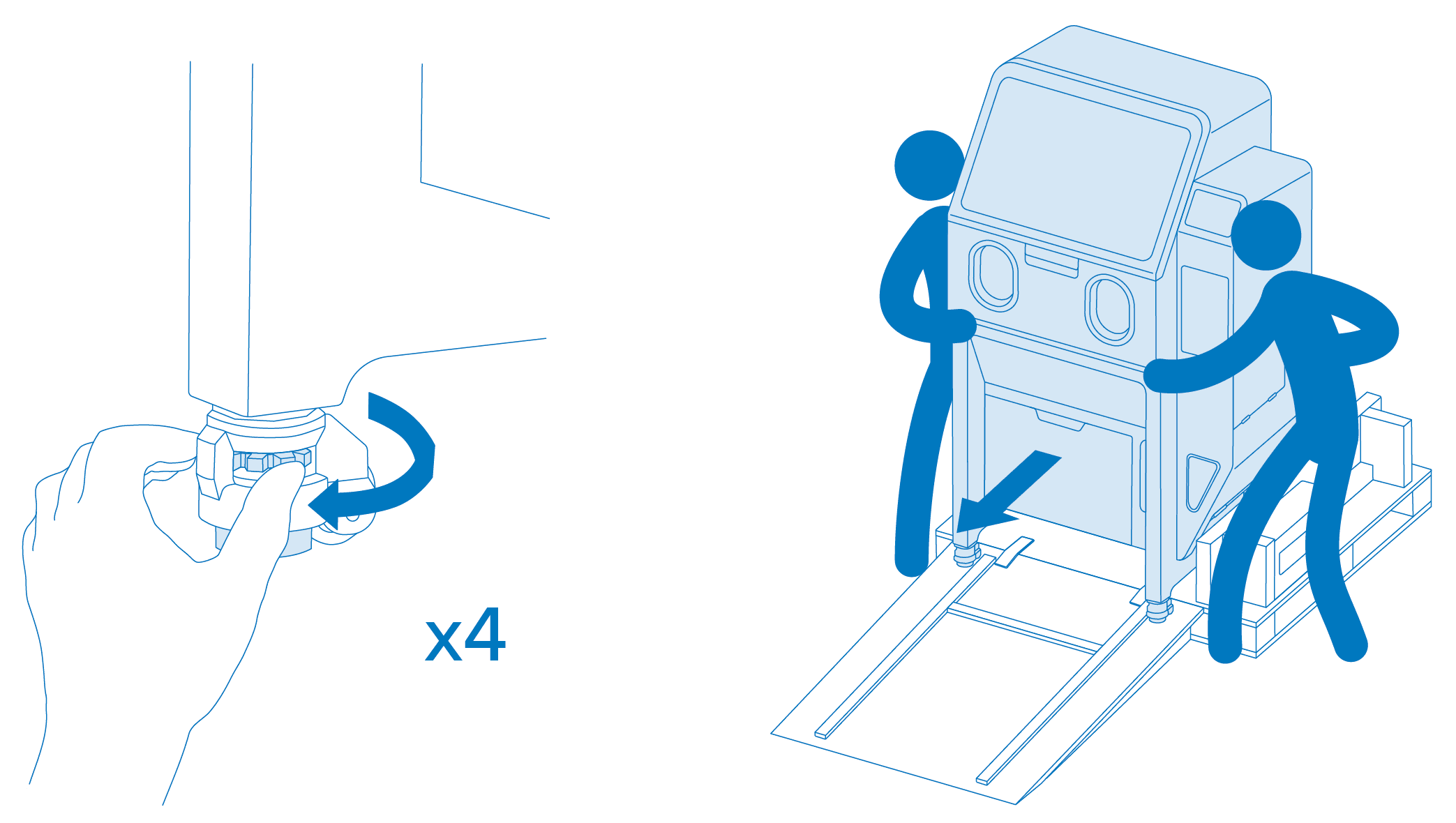 将机器从货盘上推下。