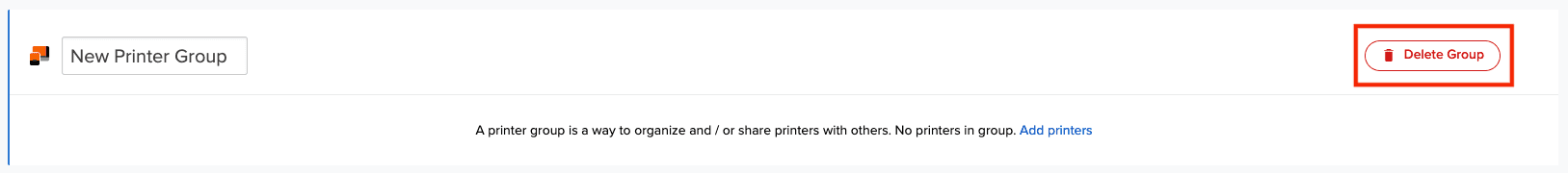 打印机群组上的“Delete Group(删除群组)”按钮