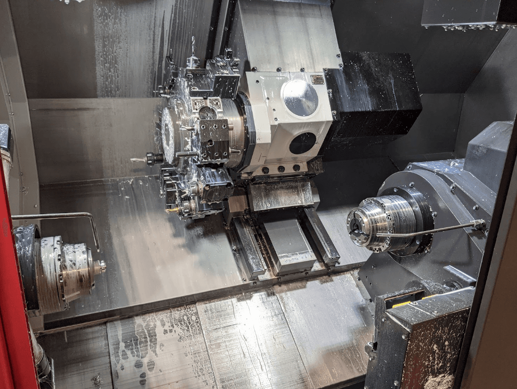 双主轴 Y 轴 CNC 车削中心,用于加工带有铣削特征的复杂车削部件。