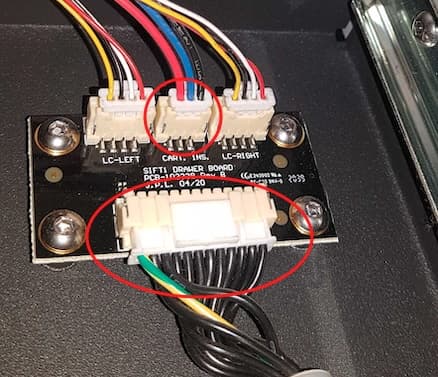 Cables to reseat when troubleshooting the Cartridge Not Present error message on a Fuse Sift