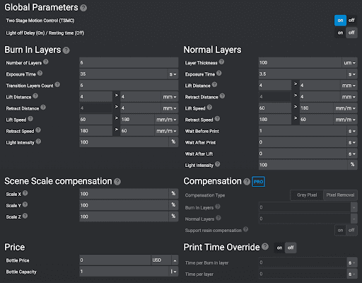 基准打印机 A 的设置截图