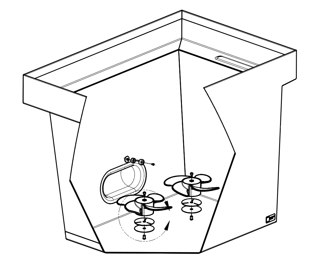 Form Wash L impeller assemblies in the wash bucket