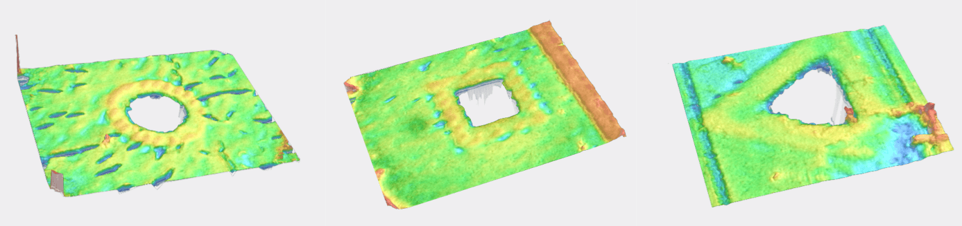 三种通道横截面形状:圆形、方形和三角形