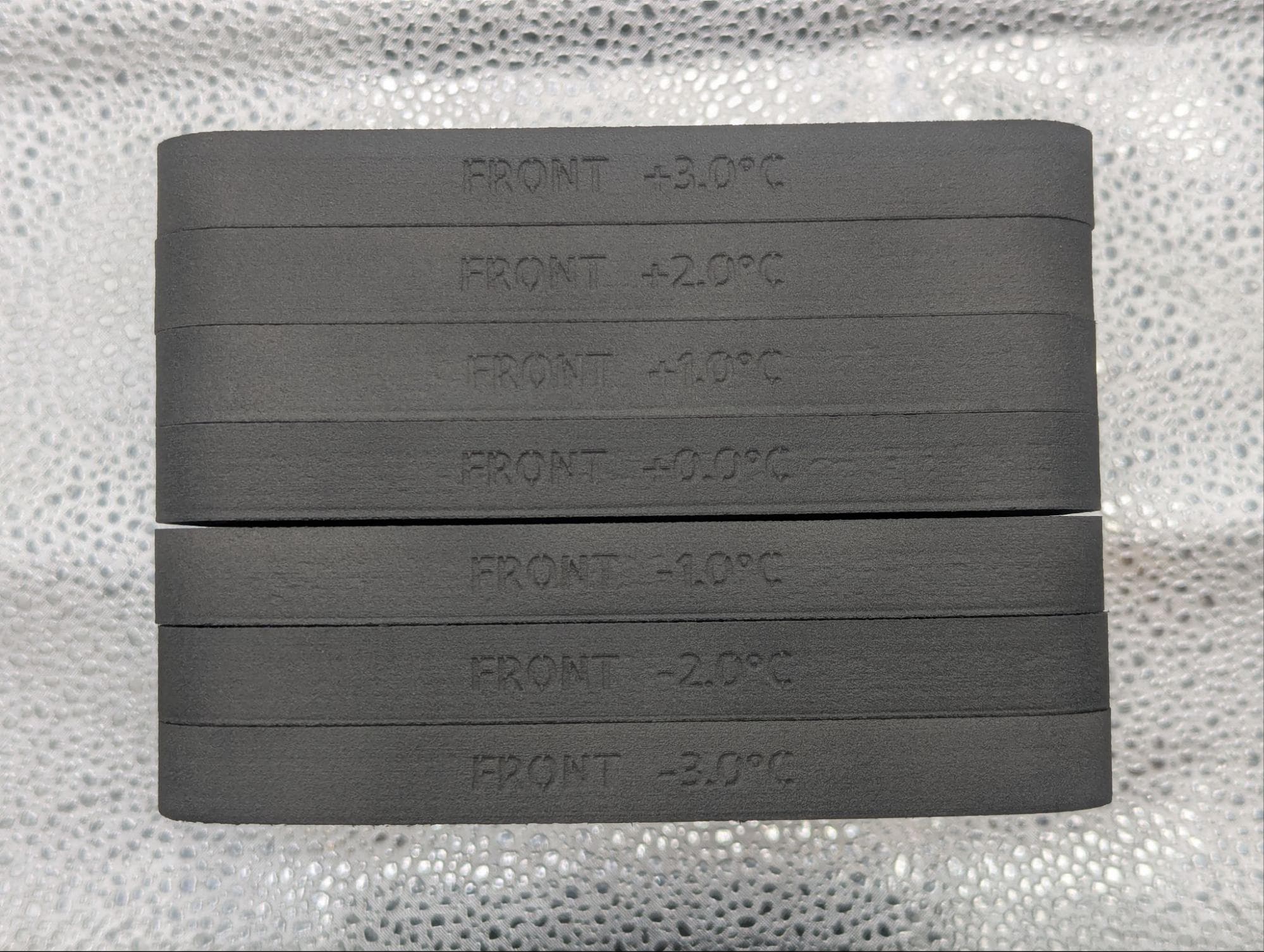Example of Nylon 12 GF plaques ready for inspection