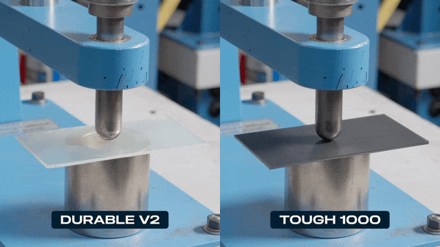 Tough 1000 Resin V1 和 Durable Resin V2 打印部件的比较