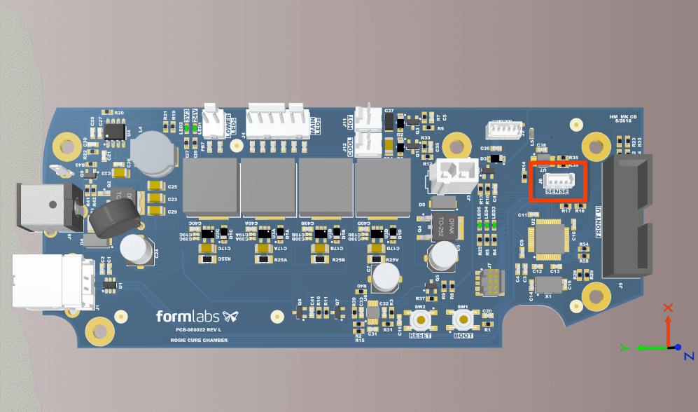 Form Cure V1 主板上的温度传感器接头