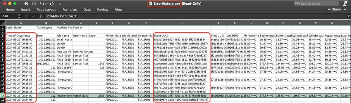 ErrorHistory.csv 文件示例