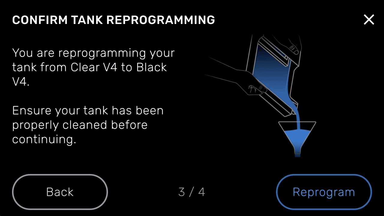 Confirm Tank Reprogramming(确认对树脂槽重新编程)界面