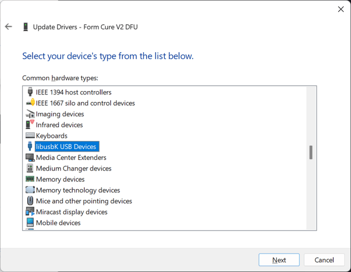 在 Windows 上更新 Form Wash 或 Form Cure 驱动程序