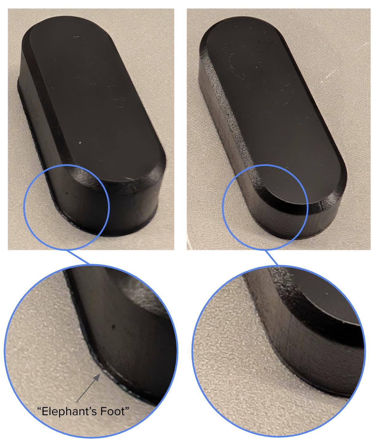 ESD Resin 打印部件的构建平台溢料示例