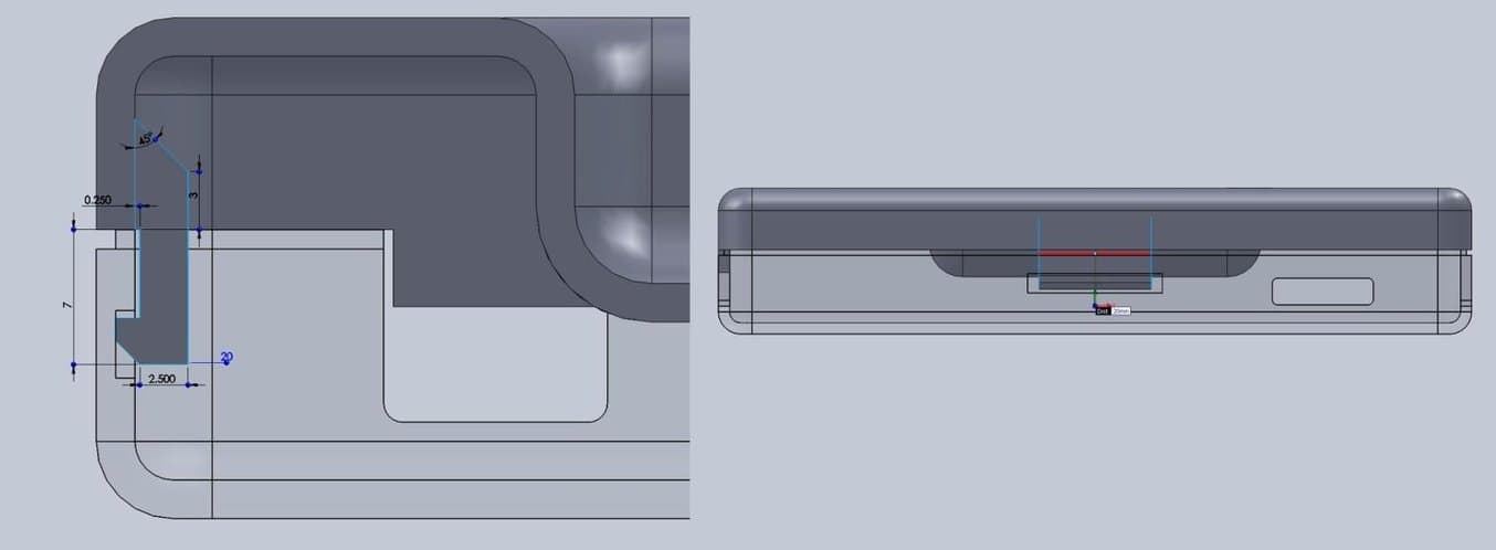 3D 打印卡扣-使用基本的内部悬臂式卡扣,可以增加与卡扣啮合的塑料量,使固定更牢固。