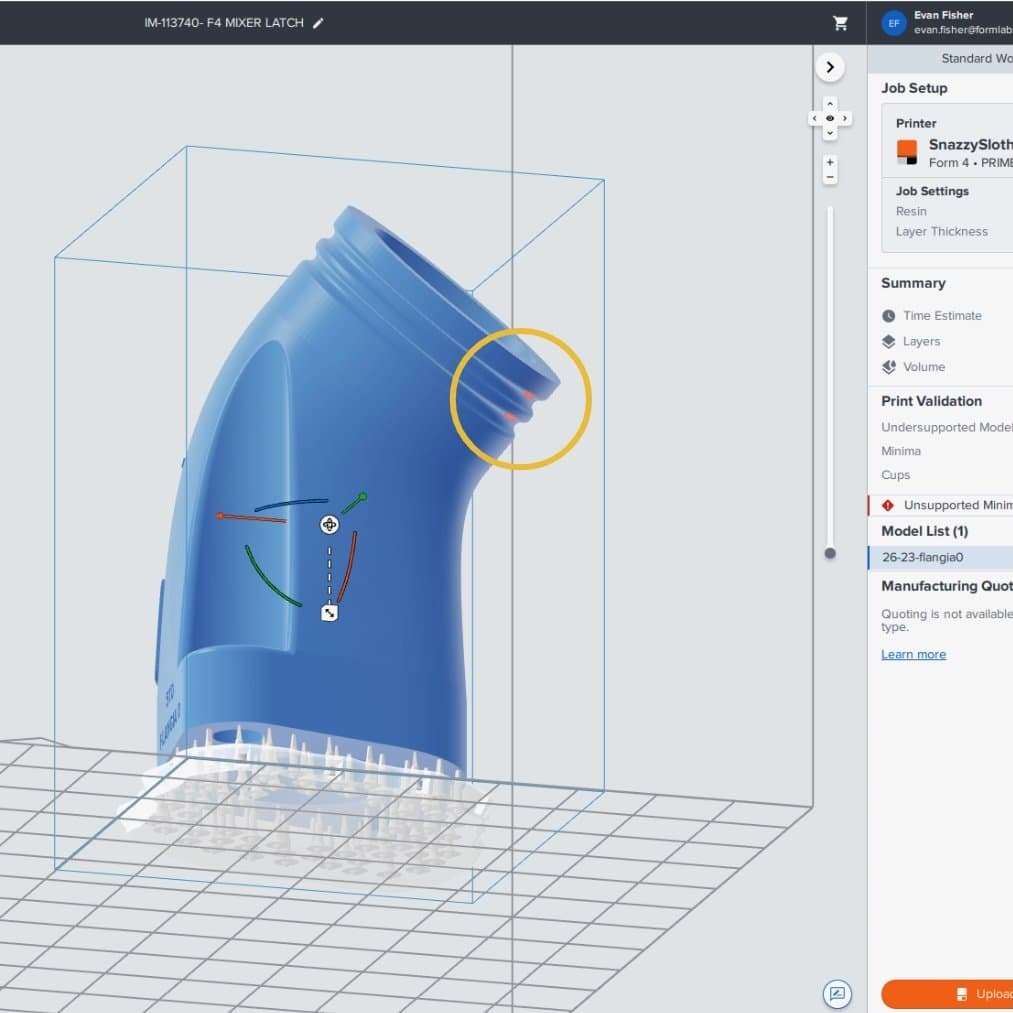 PreForm 中的红色轮廓